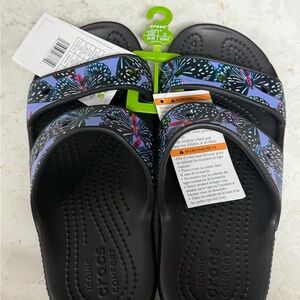 Crocs Black Butterfly Slide Sandals size  5 women new